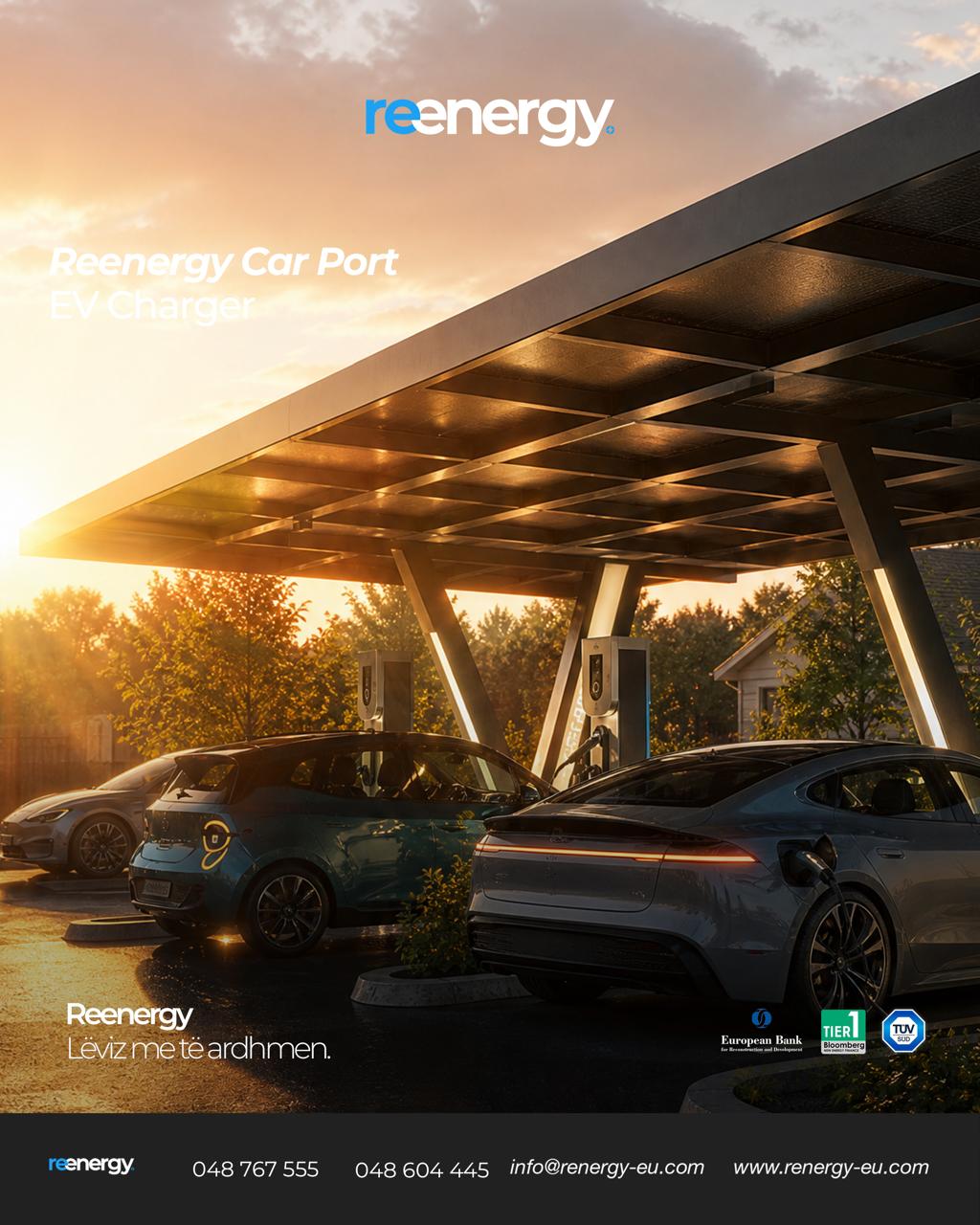 Solar carport at sunset